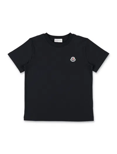 Moncler Kids' Logo Patch T-shirt In Black
