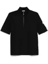 Moncler Womens Black Logo-patch Zip-neck Cotton-piqué T-shirt In Black