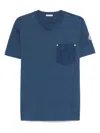 Moncler Cotton Denim T-shirt With Pocket In Blue