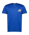 Moncler Double Logo Patch Cotton T-shirt In Blue