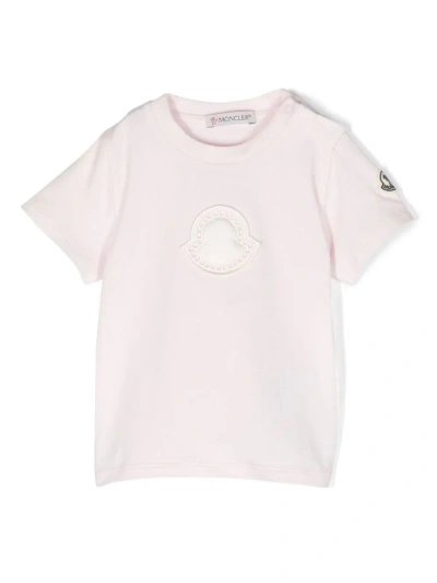Moncler Kids' Logo-patch T-shirt In Nude & Neutrals