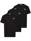 Moncler Crew Neck Short Sleeve T-shirt Three-pack In Black