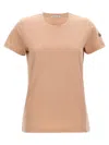 Moncler Cotton Jersey T-shirt With Felt Logo Patch In Pink