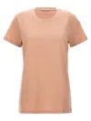 Moncler Women Pink Jersey Logo Patch T-shirt In Pink