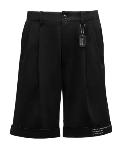 Moncler Logo-patch Tailored Shorts In Black