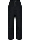 Moncler Logo-patch Tapered-leg Jeans In Blue