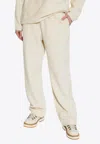 Moncler Logo Straight-leg Fleece Track Pants In Cream