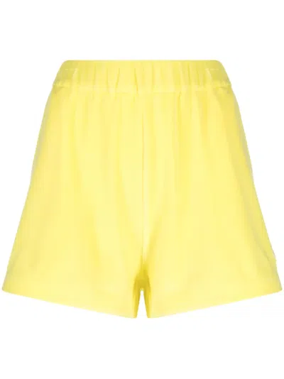 Moncler Logo-patch Terry-cloth Shorts In Yellow