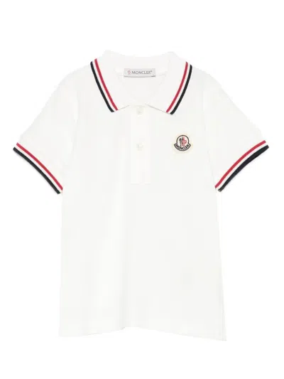 Moncler Logo-patch Tipped Polo Shirt In White