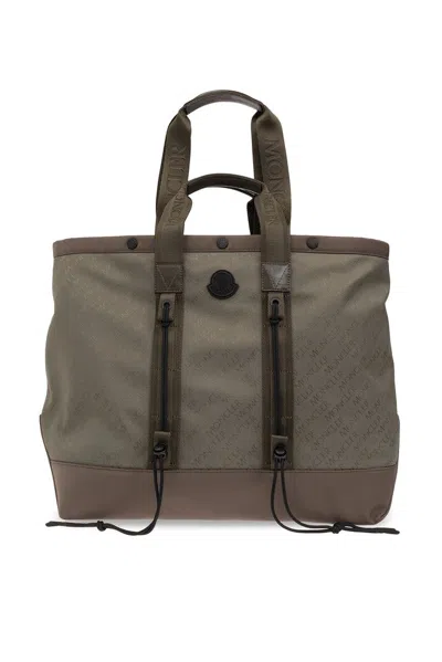 Moncler Logo Patch Tote Bag In Dove Grey