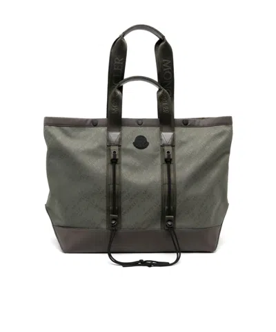 Moncler Logo Patch Tote Bag In Green