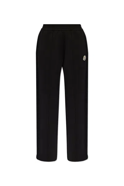 Moncler Logo-patch Virgin Wool Track Pants In Black