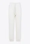 Moncler Cotton Fleece Track Pants With Elastic Cuffs In White