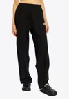 Moncler Mid-rise Striped Wide-leg Track Pants In Black