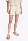Shop Moncler Logo-patch Track Shorts In Cream