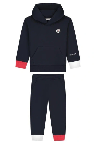 Moncler Kids' Logo Patch Tracksuit In Blue