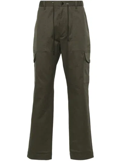 Moncler Logo-patch Straight-leg Trousers In Green