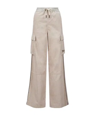 Moncler Logo-patch Trousers In Nude