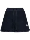 Moncler Logo-patch Tweed Shorts In Blue