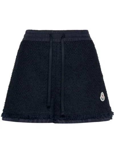 MONCLER LOGO-PATCH TWEED SHORTS