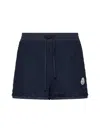 Moncler Logo-patch Tweed Shorts In Blue