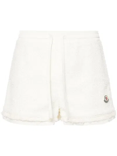 Moncler Logo-patch Tweed Shorts In White