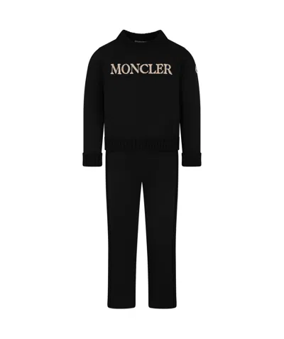 Moncler Logo Patch Two-piece Tracksuit Set In Black