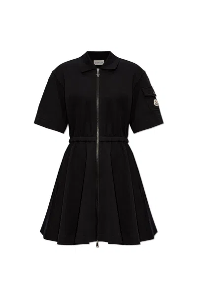Moncler Logo Patch Two-way Zipped Dress In Black