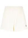 Moncler Logo-patch Velour Shorts In Nude