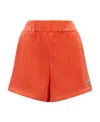 Moncler Elastic Waistband Shorts In Orange