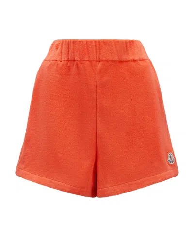 Moncler Elastic Waistband Shorts In Arancione