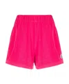 Moncler Logo-patch Velour Shorts In Red
