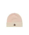 Moncler Logo-patch Virgin-wool Beanie In Nude