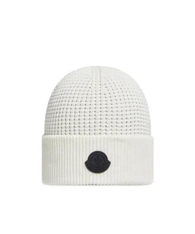Moncler Logo-patch Waffle-knit Beanie