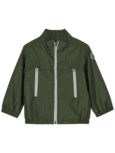 Moncler Kids' Logo Patch Water-repellent Jacket In Green