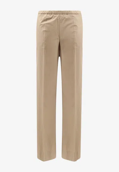 Moncler Logo Patch Wide-leg Pants In Brown