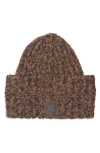 Moncler Logo Patch Wool & Alpaca Beanie In Brown