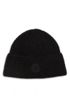 Moncler Logo Patch Beanie In Black