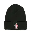 Moncler Knitted Wool Hat Ribbed Cuff In Green