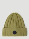 MONCLER LOGO PATCH WOOL BEANIE HAT