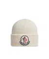 Moncler Logo-patch Wool Beanie Hat In White