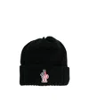 Moncler Logo Patch Woolen Cap In Black
