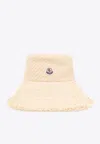 Moncler Logo-patch Woven Bucket Hat In Beige