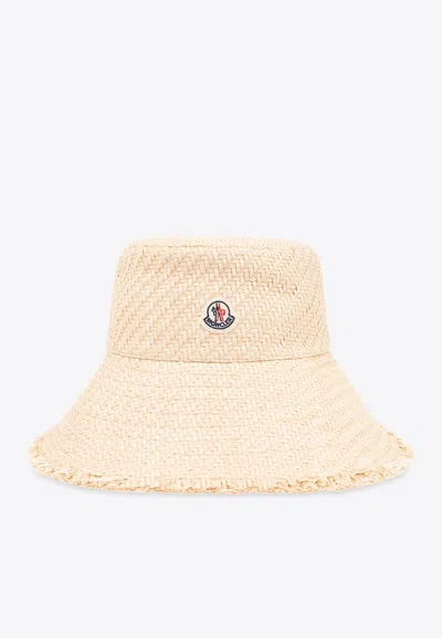 MONCLER LOGO-PATCH WOVEN BUCKET HAT