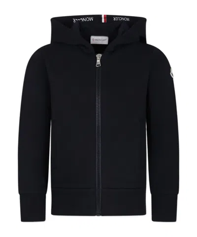 Moncler Logo-patch Zip-fastening Hoodie In Blue