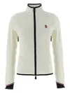 Moncler High Collar Fleece Sweatshirt With Contrast Trim In White