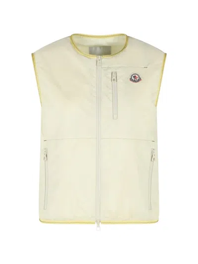 Moncler Logo-patch Zip Gilet In Neutral
