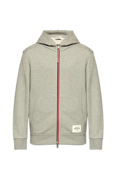 Moncler Logo-appliqué Zipped Hoodie In Grey