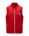 Moncler Logo-patch Zip-up Gilet In Red