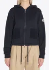 Moncler Logo Patch Zip-up Hoodie In Black